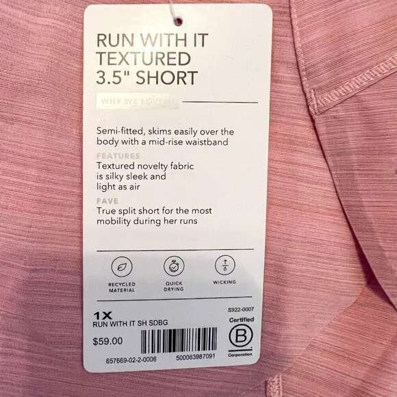 🏷️ NWT Athleta Women's Run With It Textured 3.5" Shorts Begonia Pink Size 1X - Picture 6 of 8